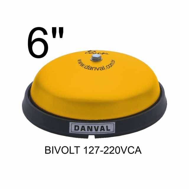 campainha de alarme redonda 150mm amarela bivolt 127/220VCA DANVAL